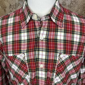 Carhartt‎ Shirt Men's Large Red Plaid Long Sleeve Button Up Pockets Outdoors